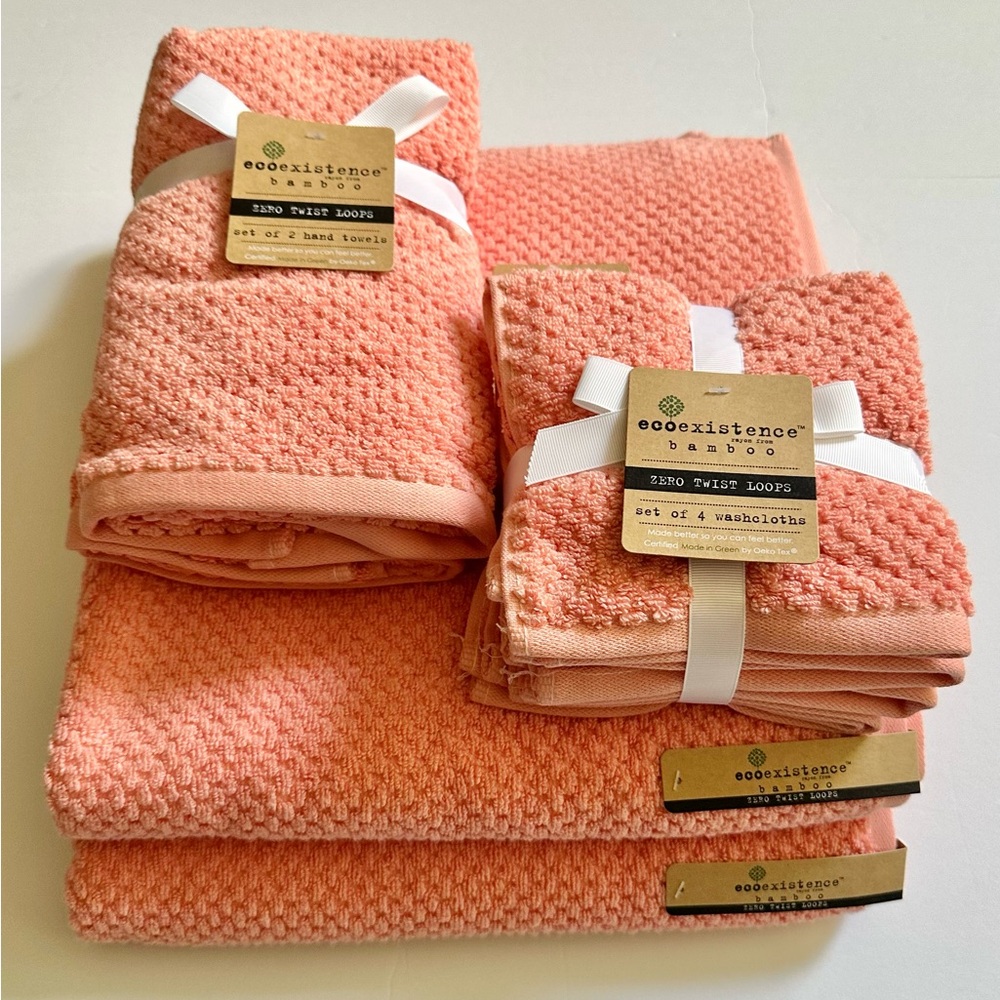 8pc ECOEXISTENCE Bamboo Zero Twist Loops Bath Towel Set - RLPAPAYA